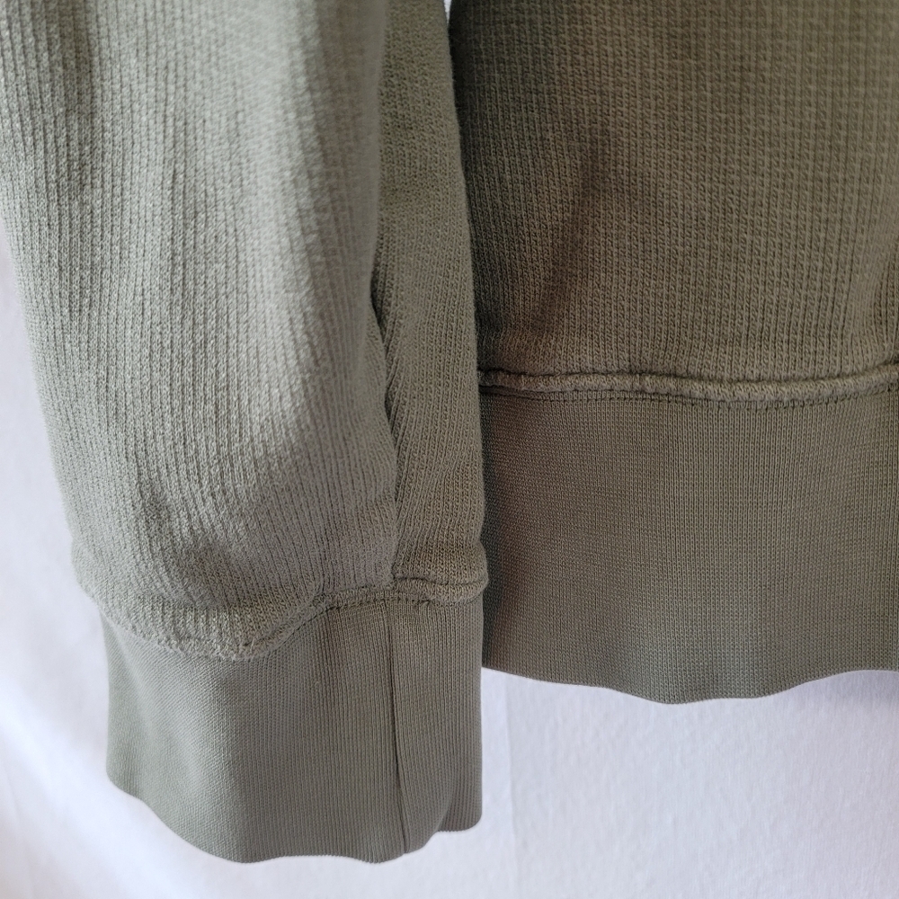 Folk Men's Green Hoodie Sz 5/XL 100% Organic Cotton Waffle Knit Old Money EUC - Picture 9 of 12